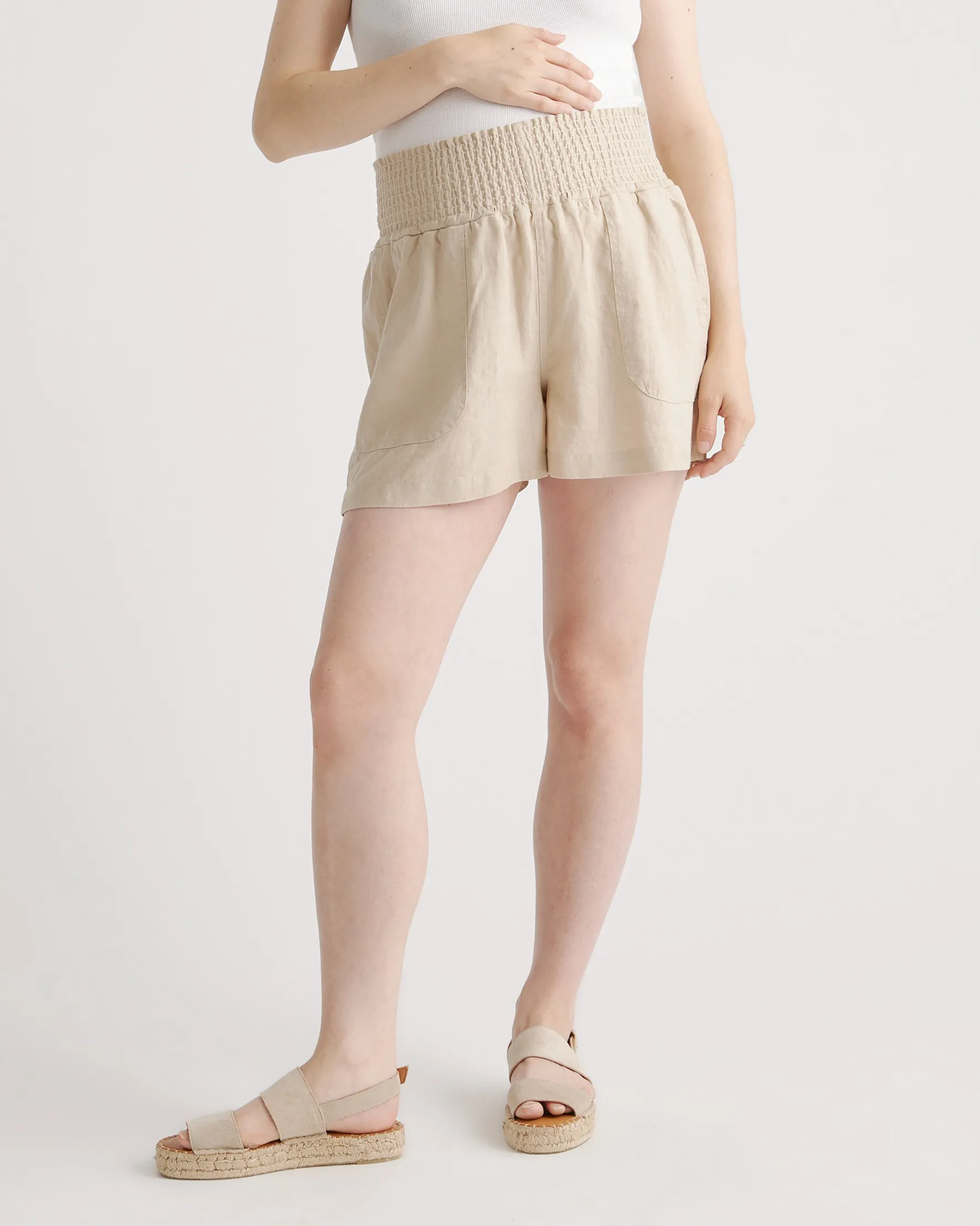 100% European Linen Maternity Shorts