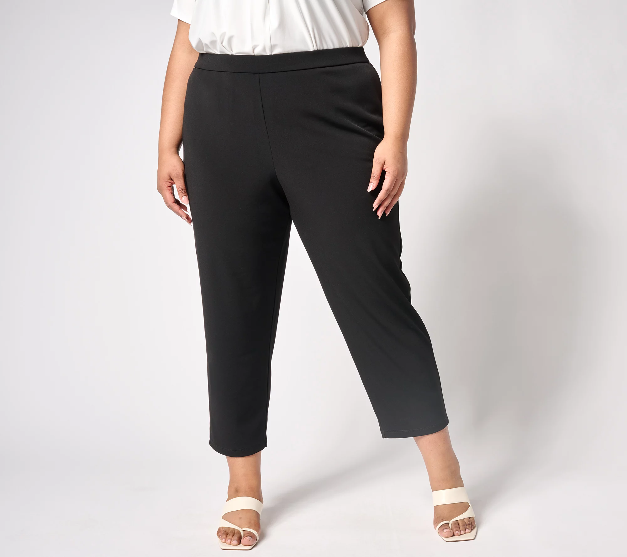 "As Is" Susan Graver LK Fusion Straight Leg Crop Pants w/ Coin Pocket