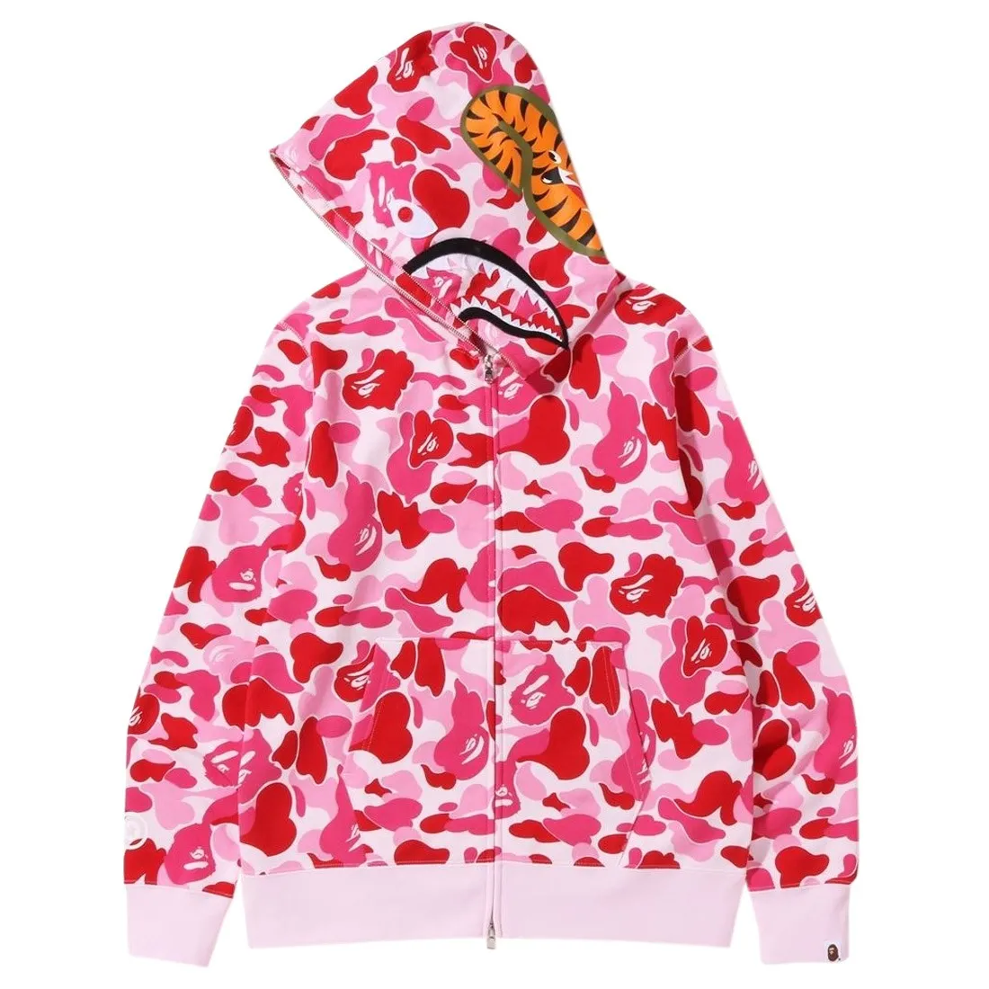 A Bathing Ape Men Big ABC Camo Shark Full Zip Hoodie (pink)