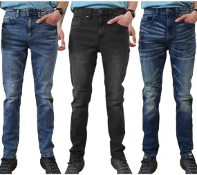 AM Legend AMLane Herren Straight-Fit Jeans Denim-Hose Mid Rise Baumwoll-Hose AM237006 Blau oder Schwarz