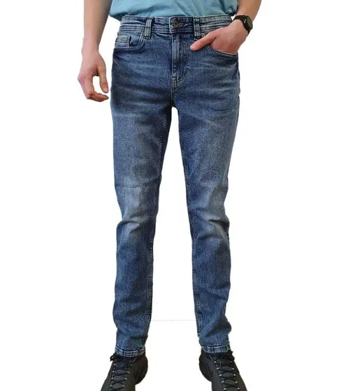 AM Legend AMLane Herren Straight-Fit Jeans Denim-Hose Mid Rise Baumwoll-Hose AM237006 Blau oder Schwarz