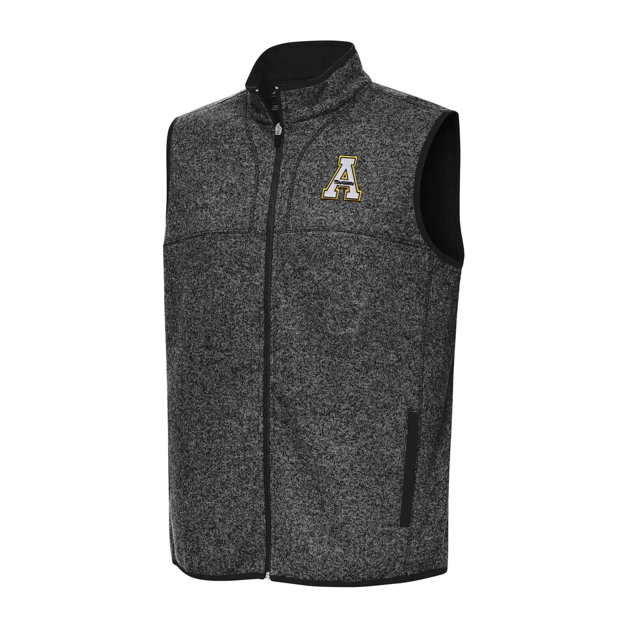 Antigua Appalachian State Mountaineers Heather Black Fortune Full-Zip Vest