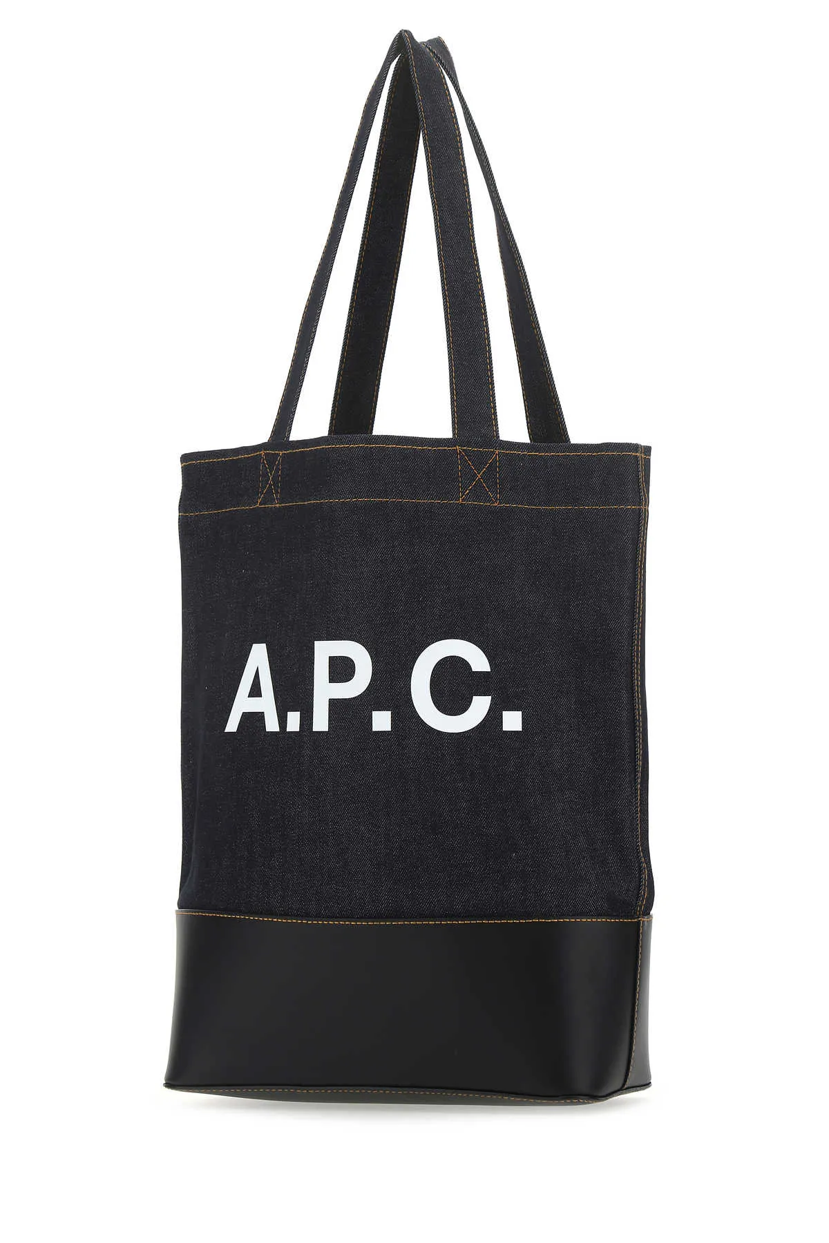 A.P.C. Blue Denim And Leather Shopping Bag