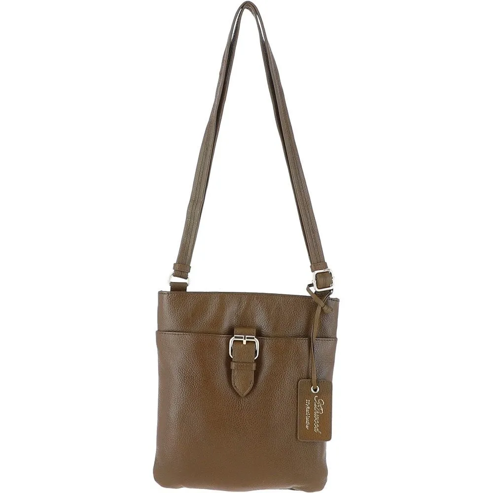 Ashwood Zip Top Leather Cross Body Bag Olive: SB Buckle