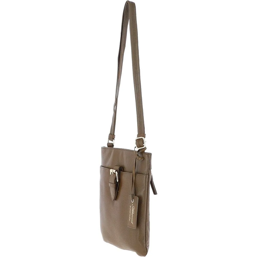 Ashwood Zip Top Leather Cross Body Bag Olive: SB Buckle