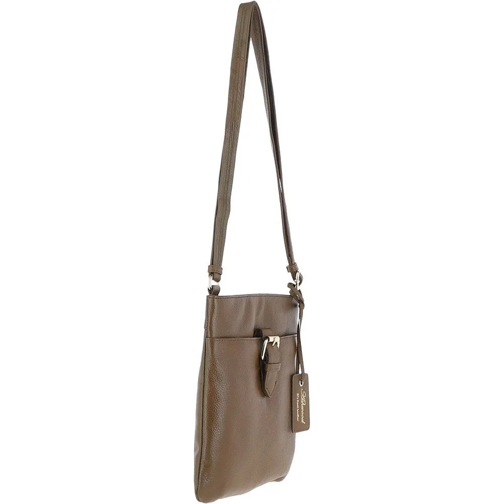 Ashwood Zip Top Leather Cross Body Bag Olive: SB Buckle