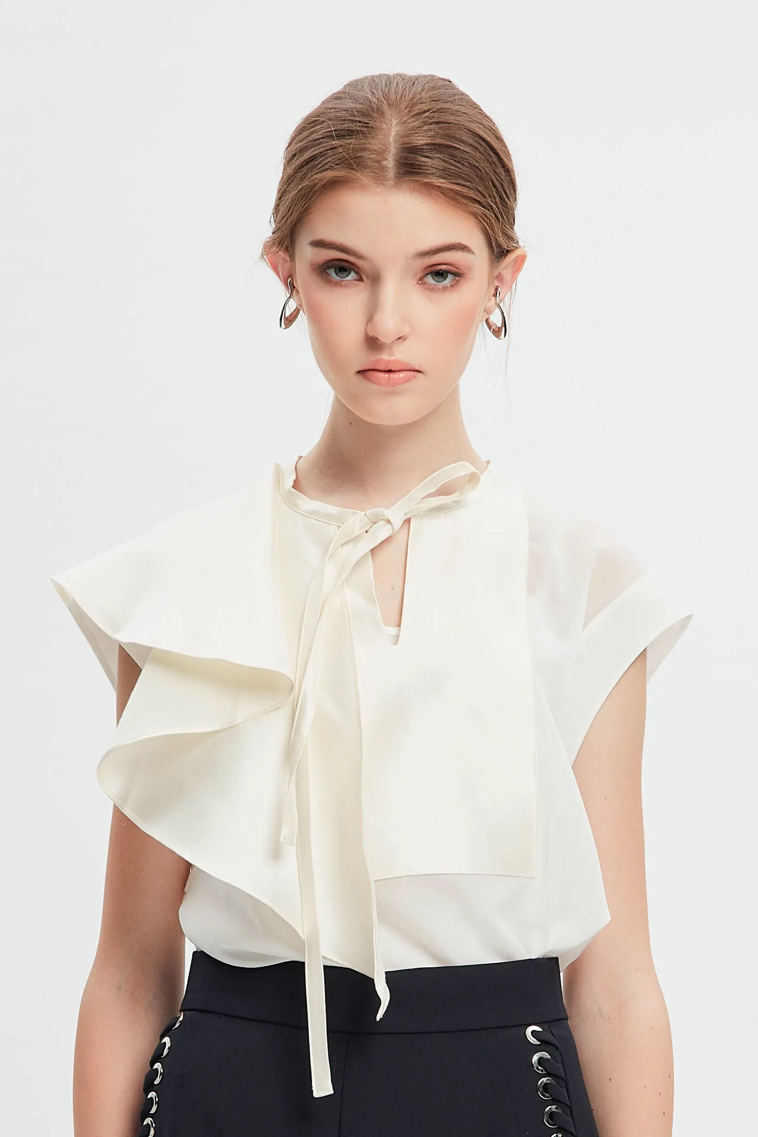 Asymmetric Silk Vest White