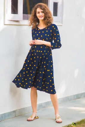 Autumn Polka Maternity & Nursing Swing Dress