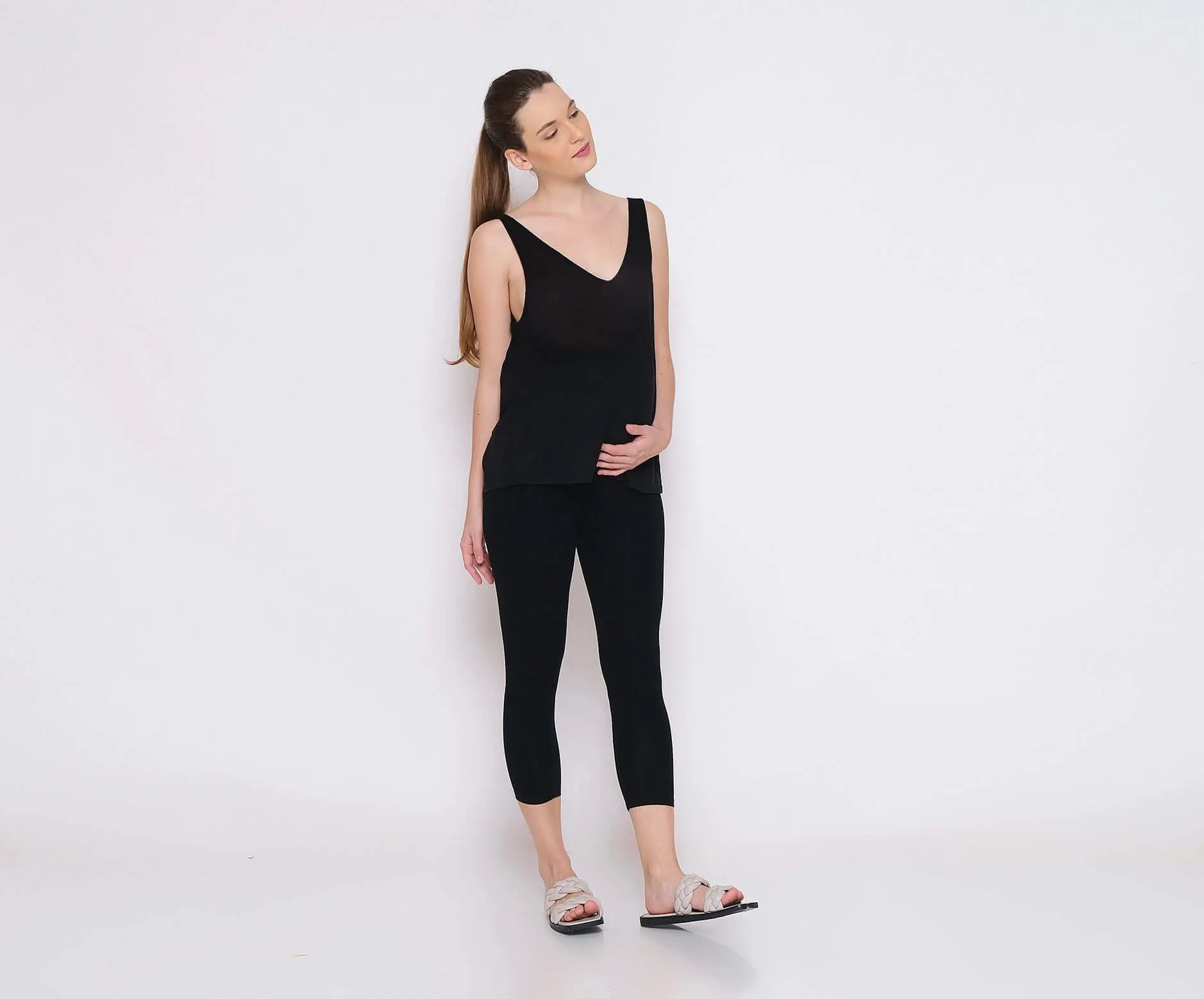 Bamboo Cotton Maternity Leggings (Cropped)