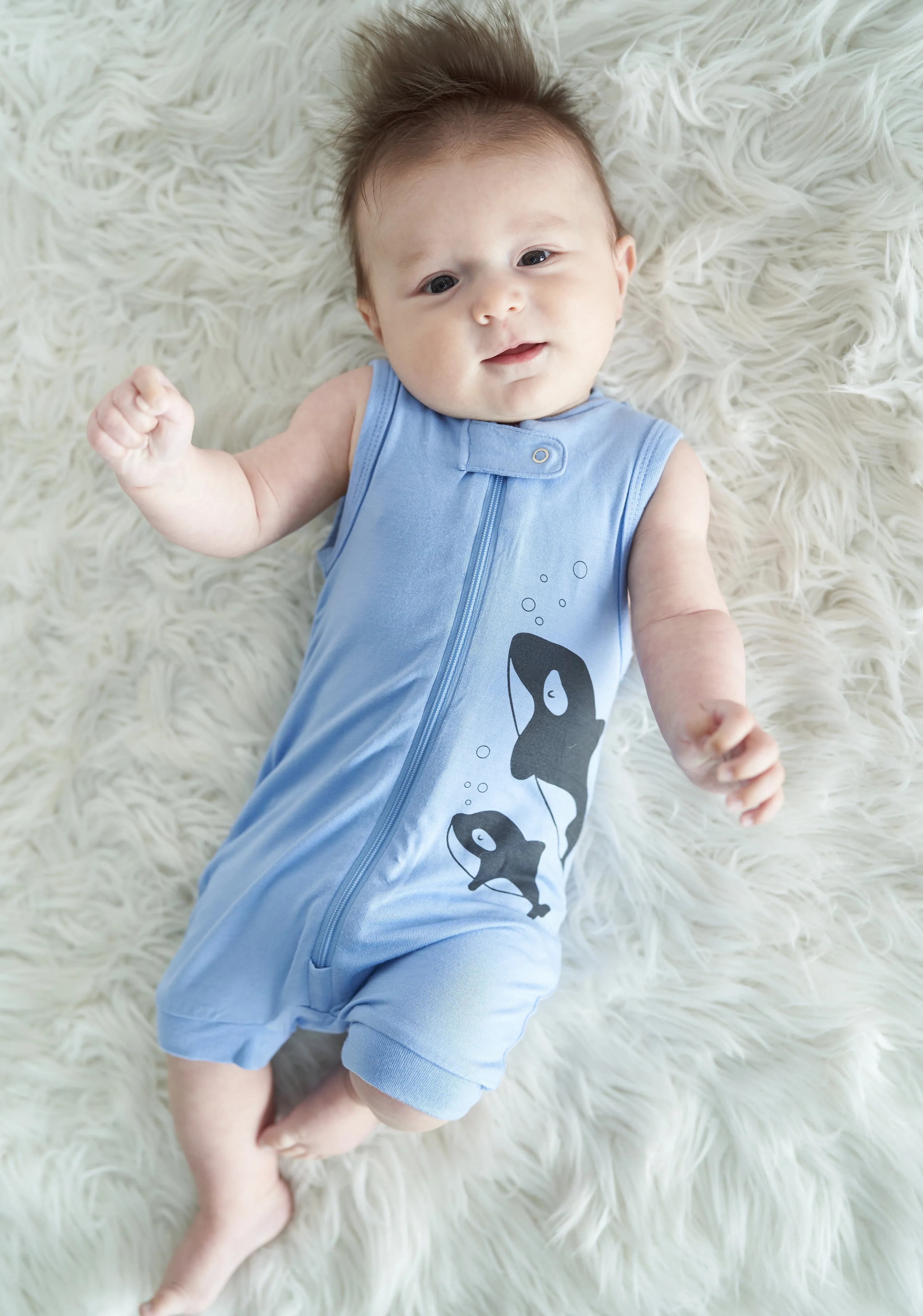 Bamboo Sleeveless Romper (Ocean)