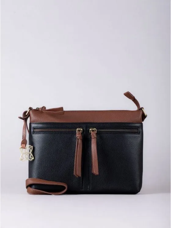 Beetham Leather Cross Body Bag in Black