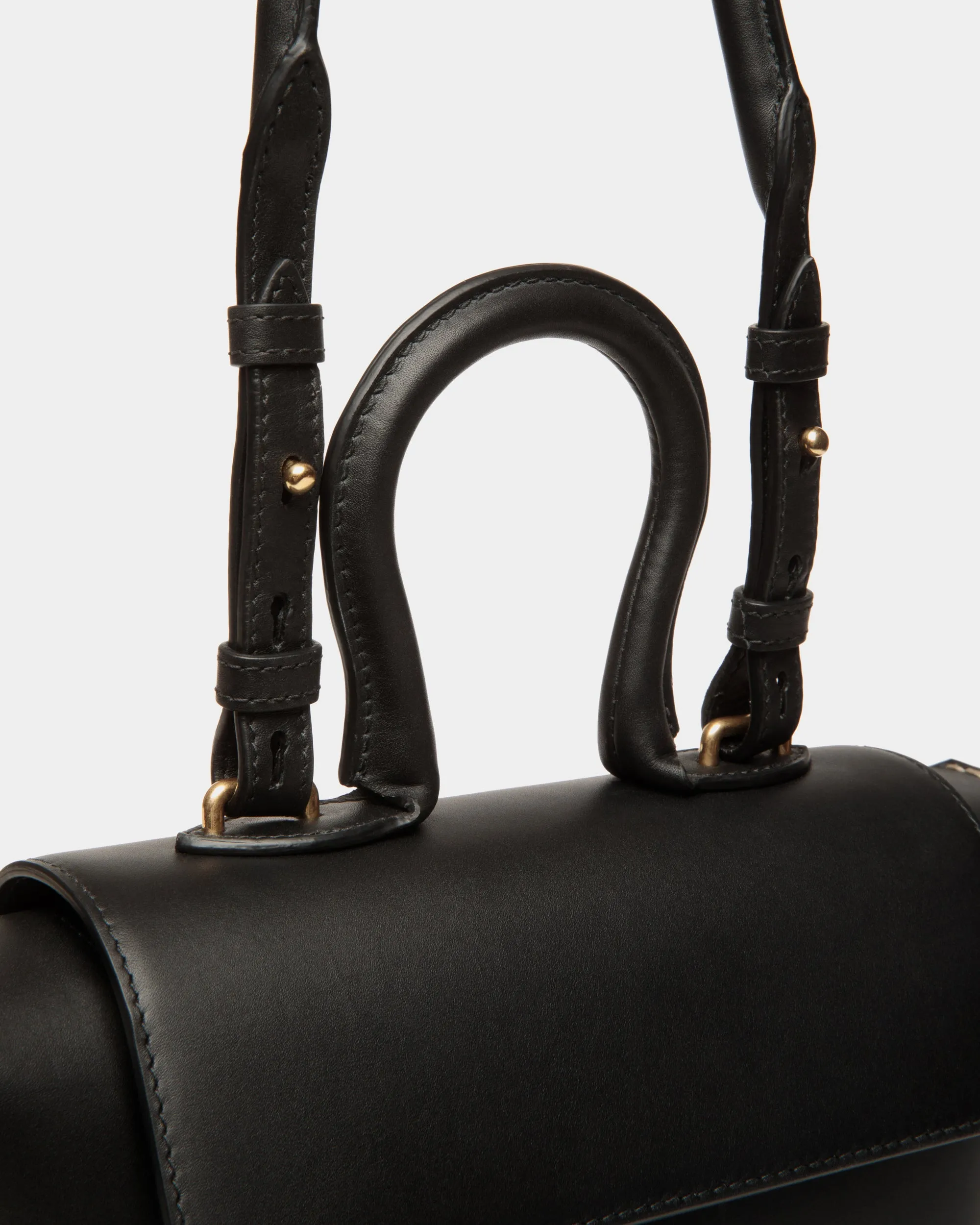 Belle Top Handle Bag in Black Leather