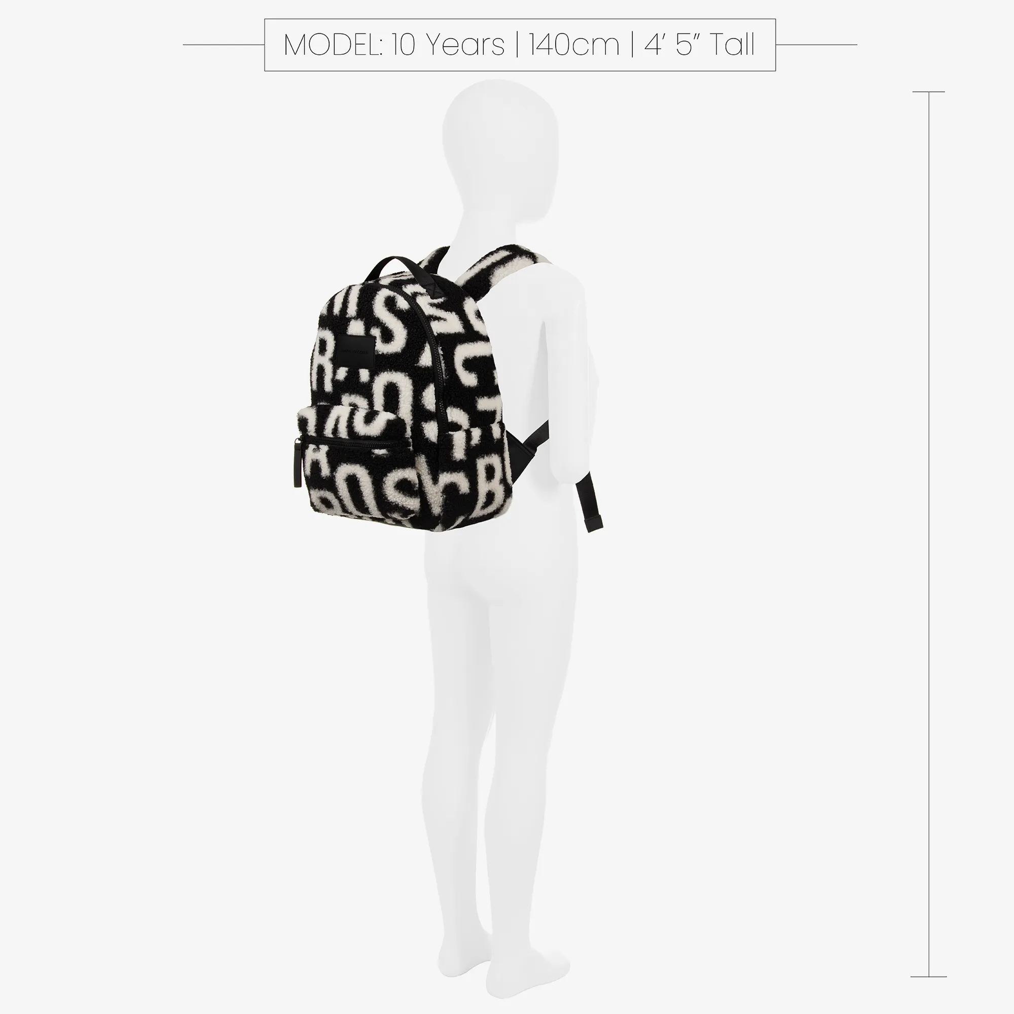 Black & White Sherpa Fleece Backpack (32cm)