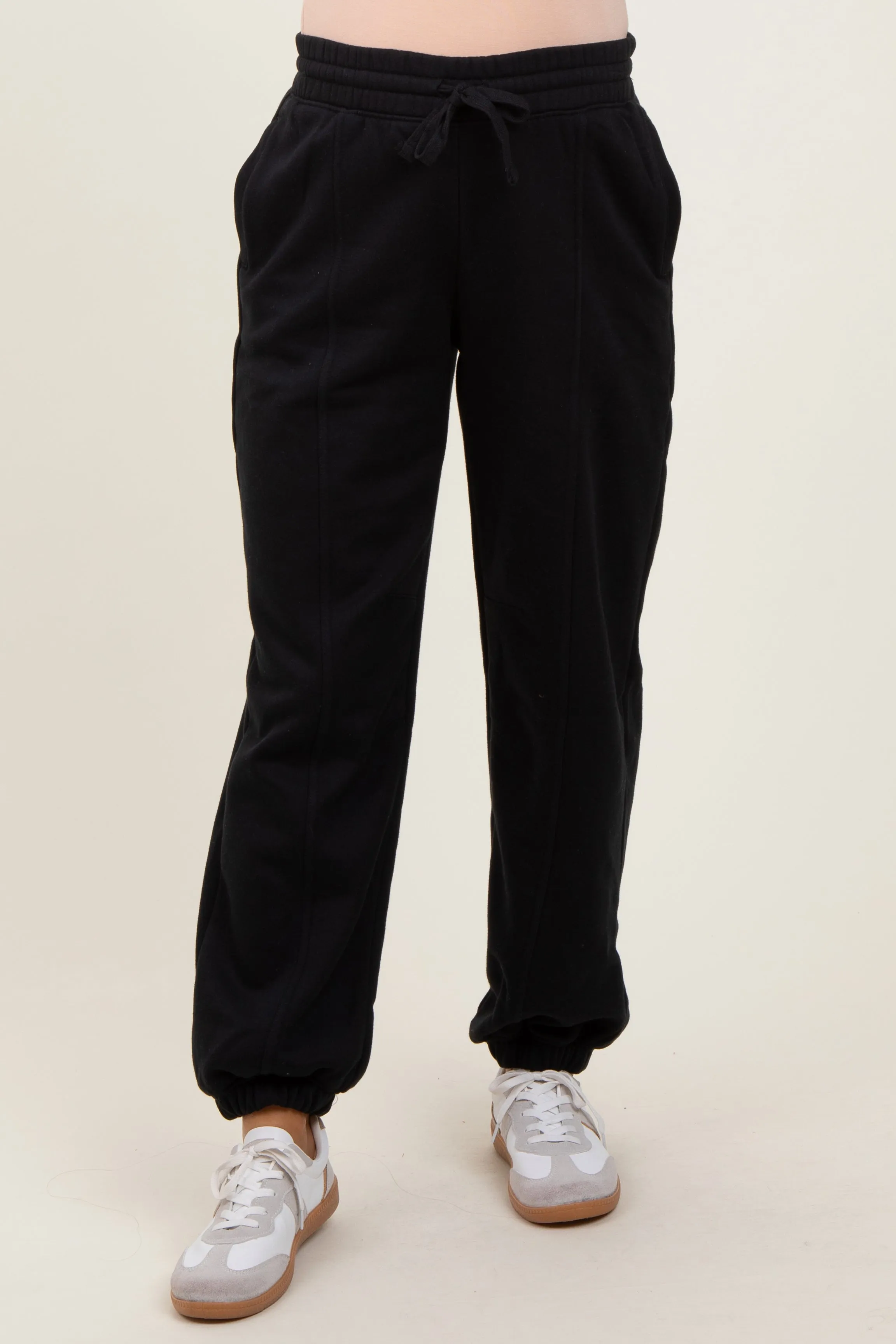 Black Drawstring Relaxed Fit Maternity Sweatpants