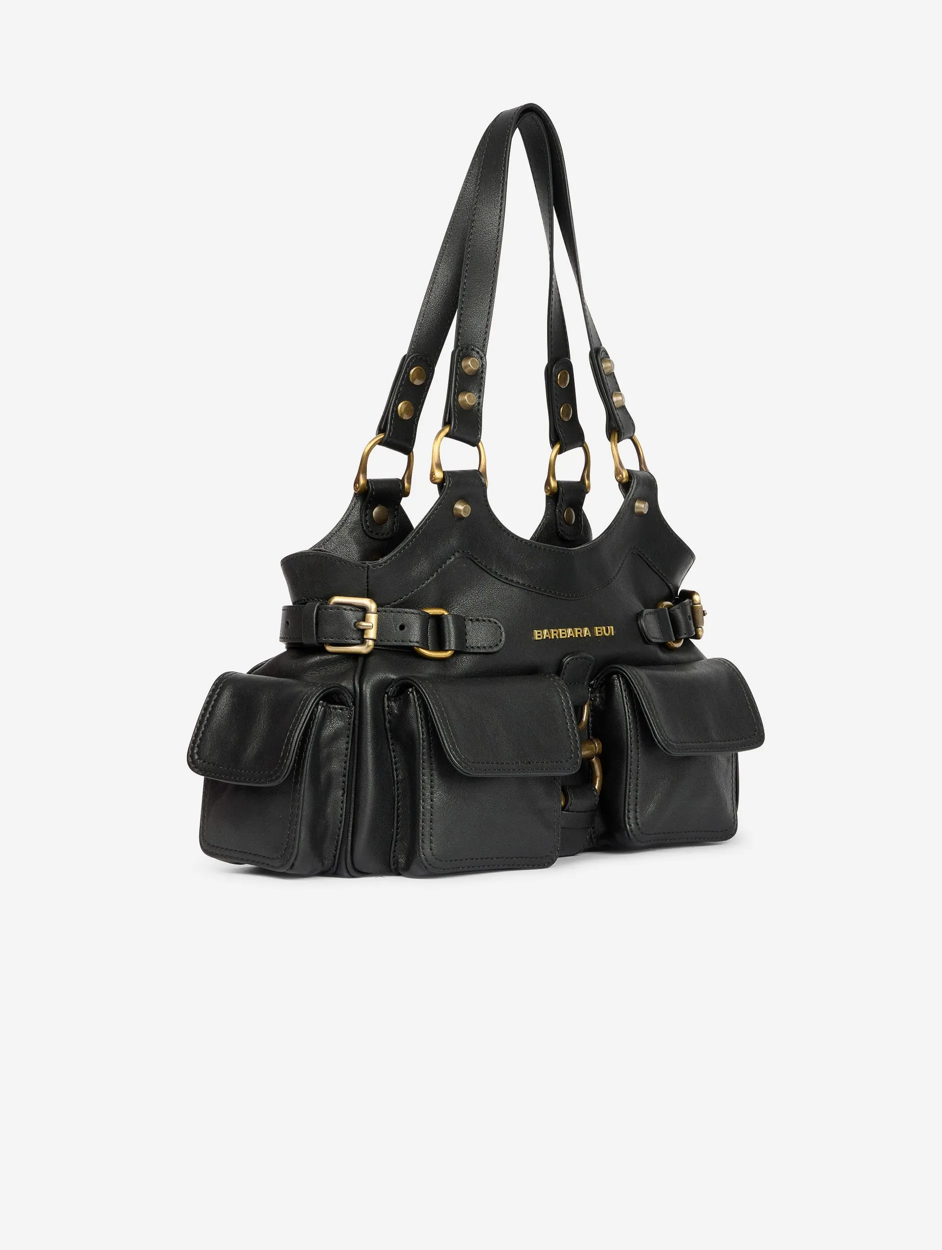 Black leather BB re-edition bag