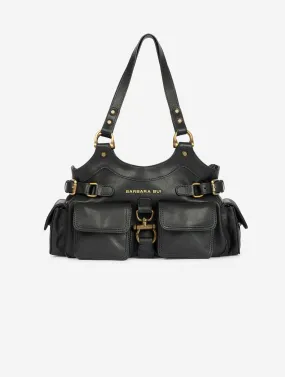 Black leather BB re-edition bag