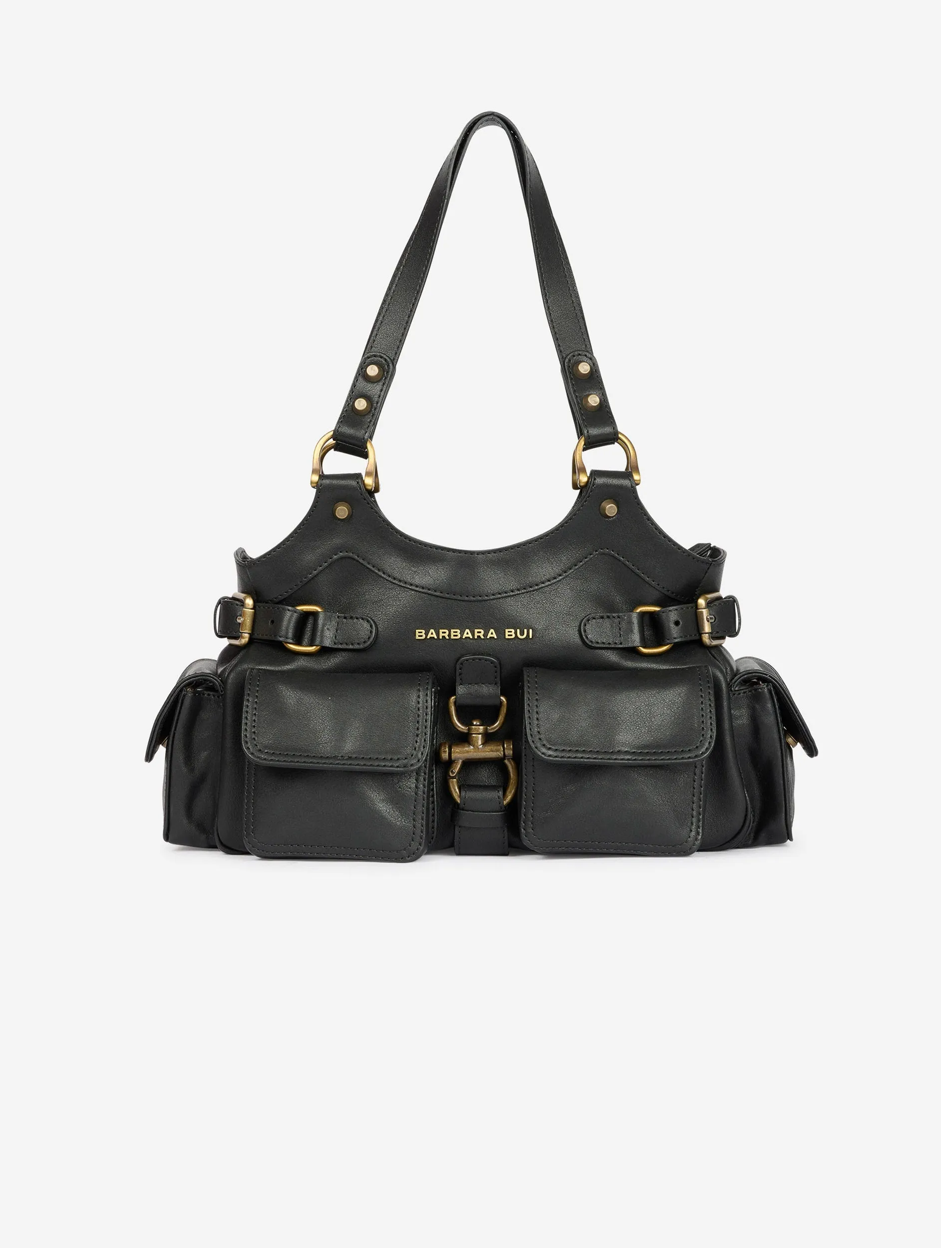 Black leather BB re-edition bag