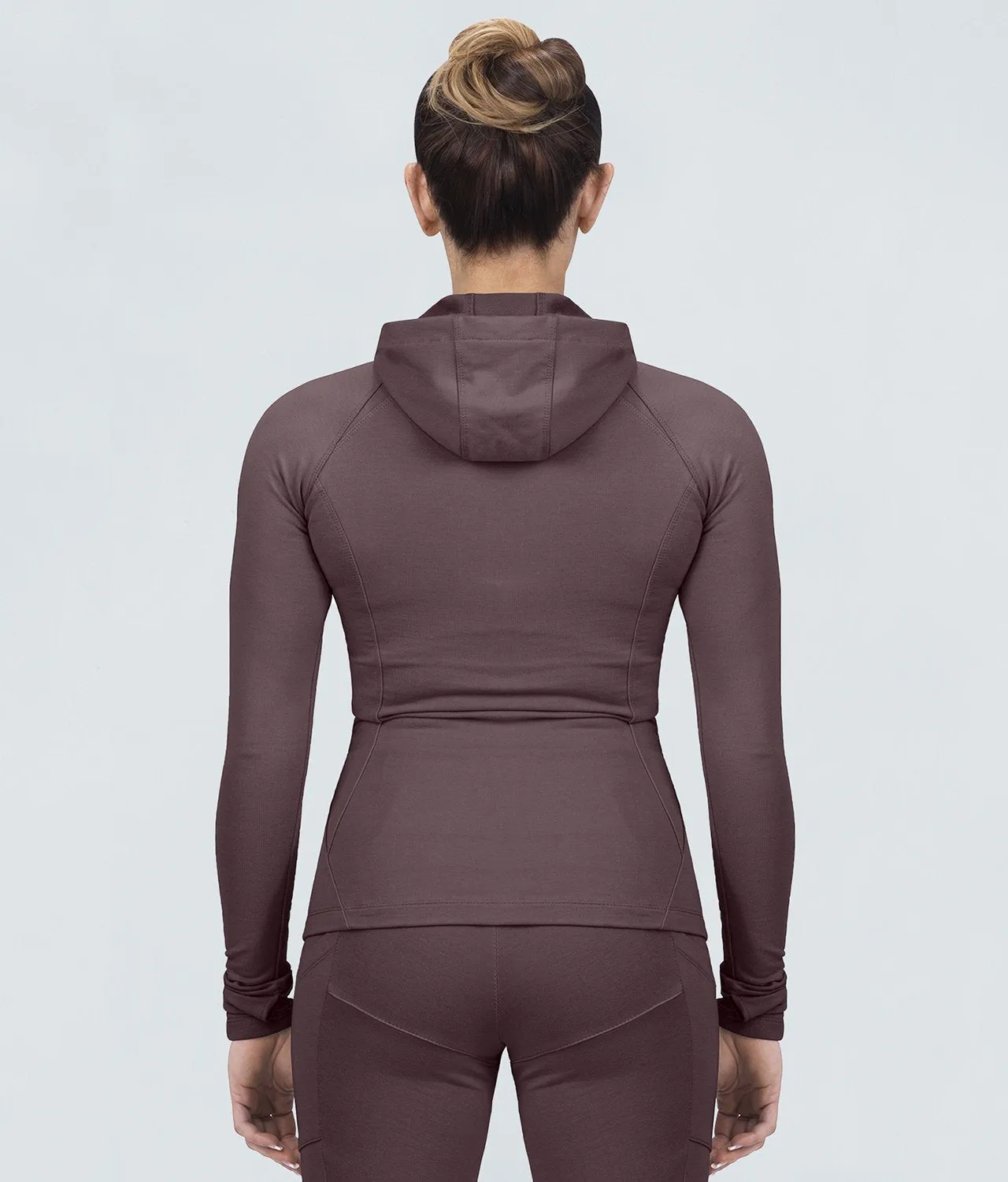 Born Tough Contoured Ash Brown Sleeve Loops Crossfit Tracksuit Hoodie for Women