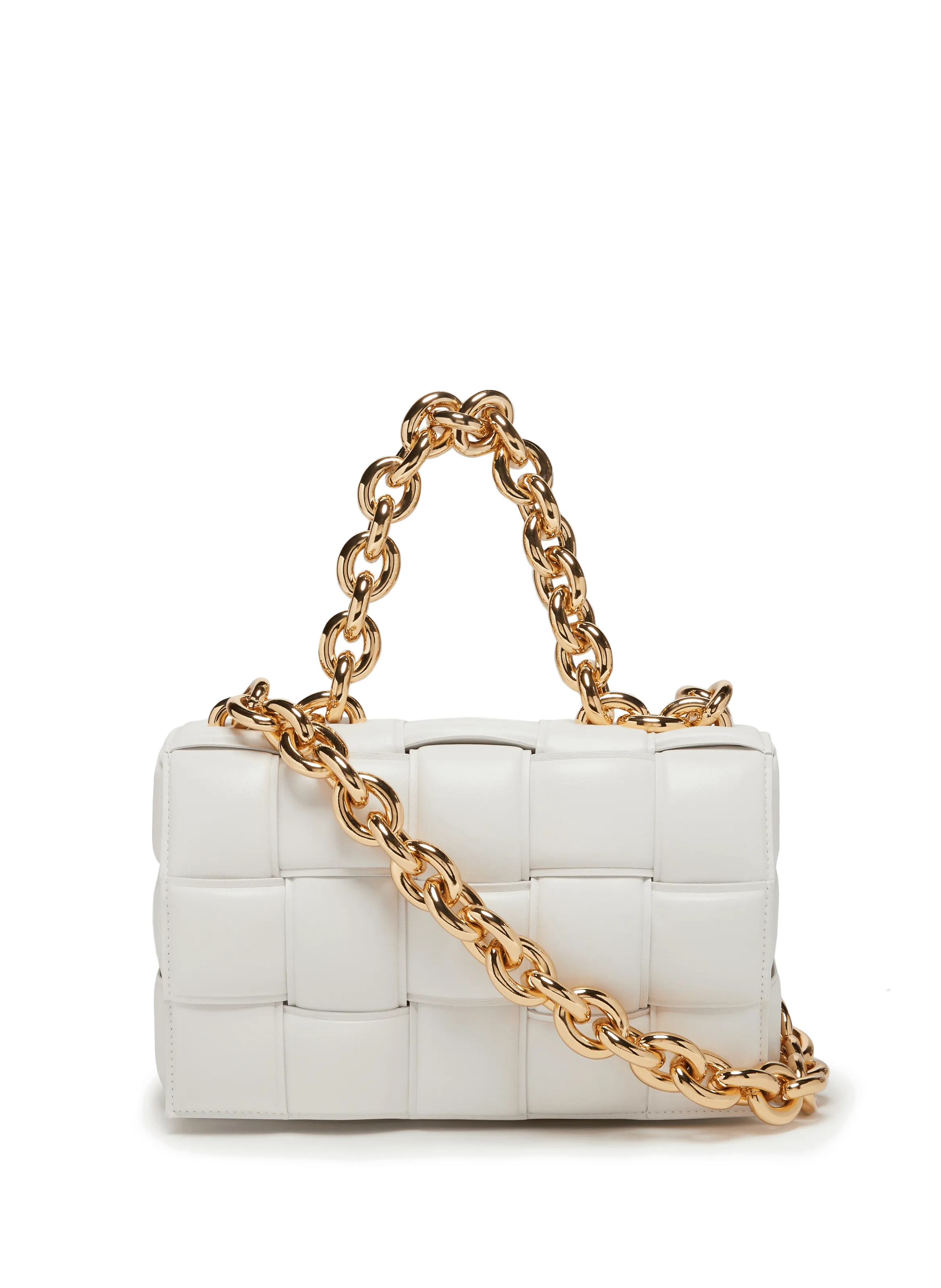 Bottega veneta  The Chain Cassette Intrecciato Nappa Leather Bag - White