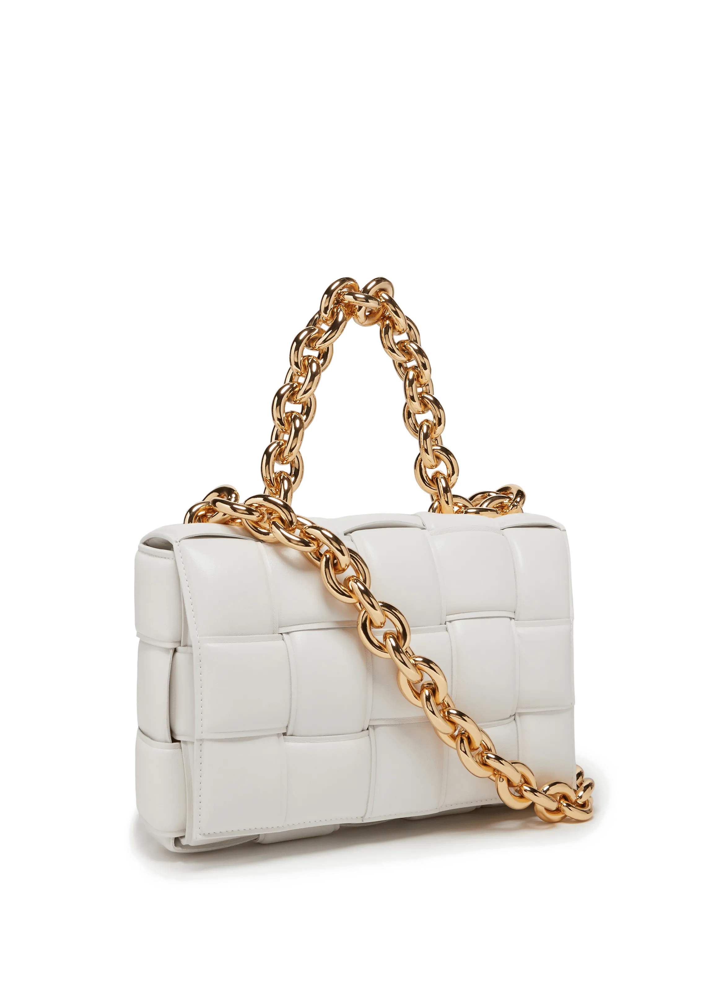 Bottega veneta  The Chain Cassette Intrecciato Nappa Leather Bag - White