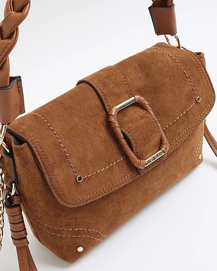 Brown Buckle Shoulder Bag