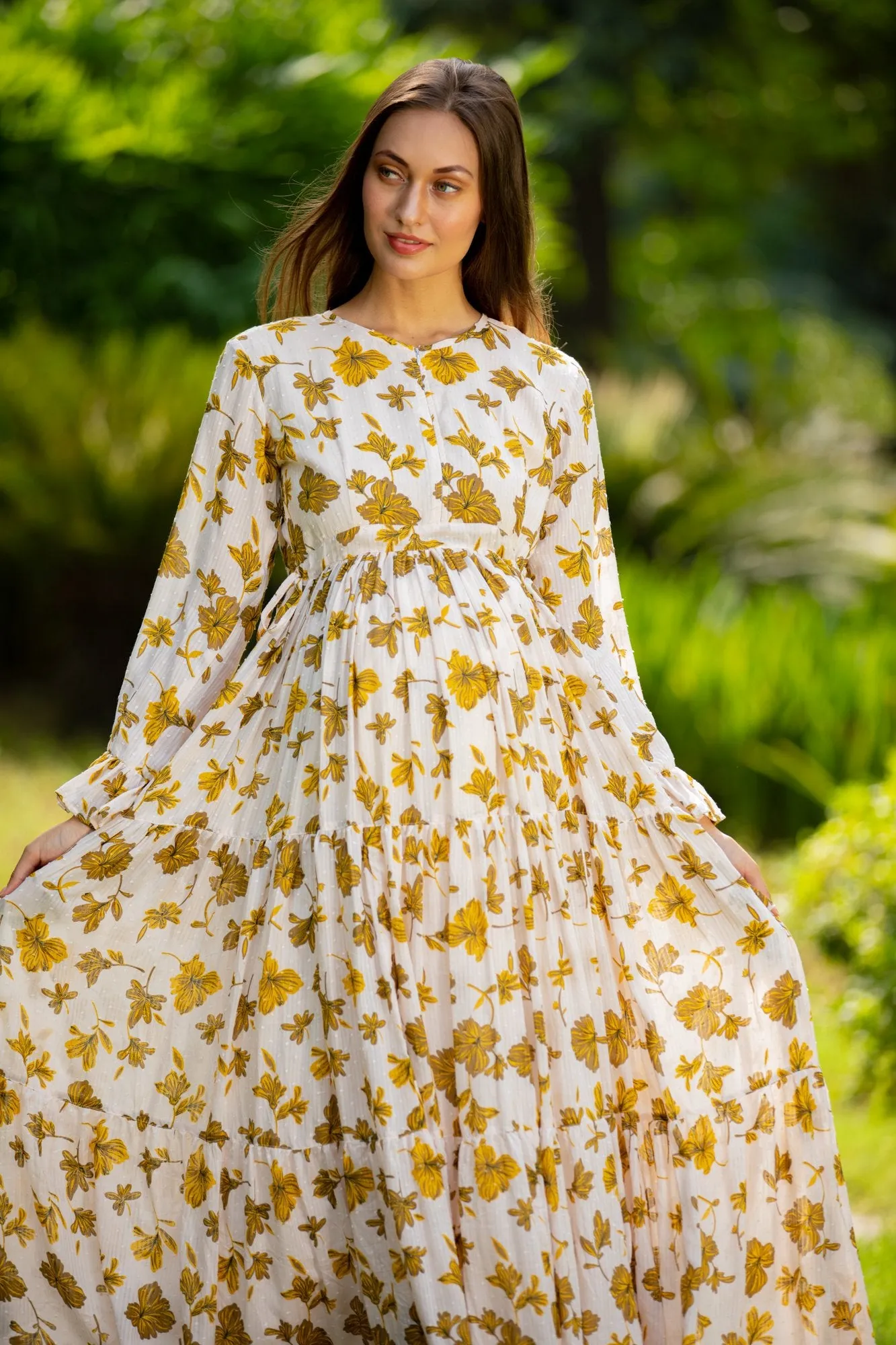 Calm Canary Maternity & Nursing Layer Dress