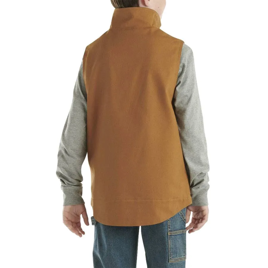 Carhartt Boy's Canvas Sherpa Lined Vest - Carhartt Brown