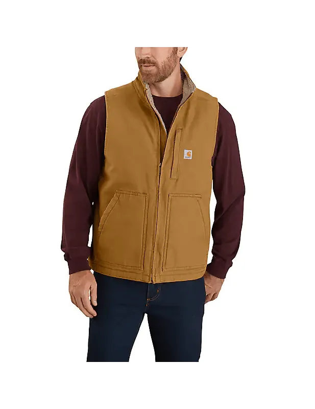 Carhartt Men's - Loose Fit Mock Neck Sherpa-lined Vest - Brown