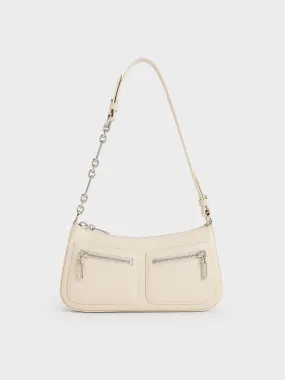 Chain-Strap Shoulder Bag - Beige