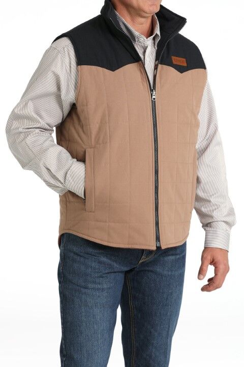 Cinch Men's Reversible Quilted Vest in Khaki