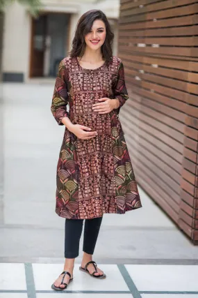 Classical Manipuri Silk Maternity & Nursing Kurta