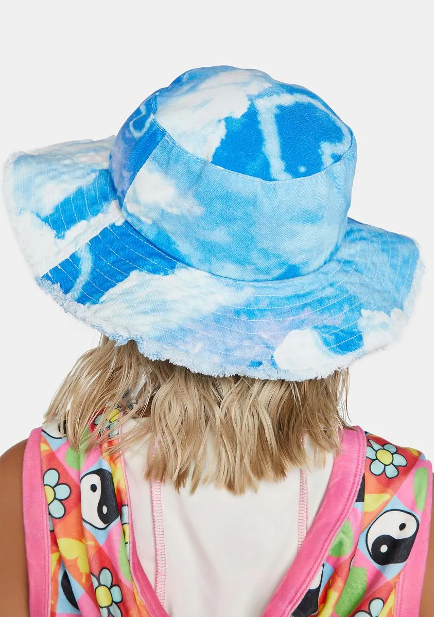 Cloud Print Denim Fisherman Hat-