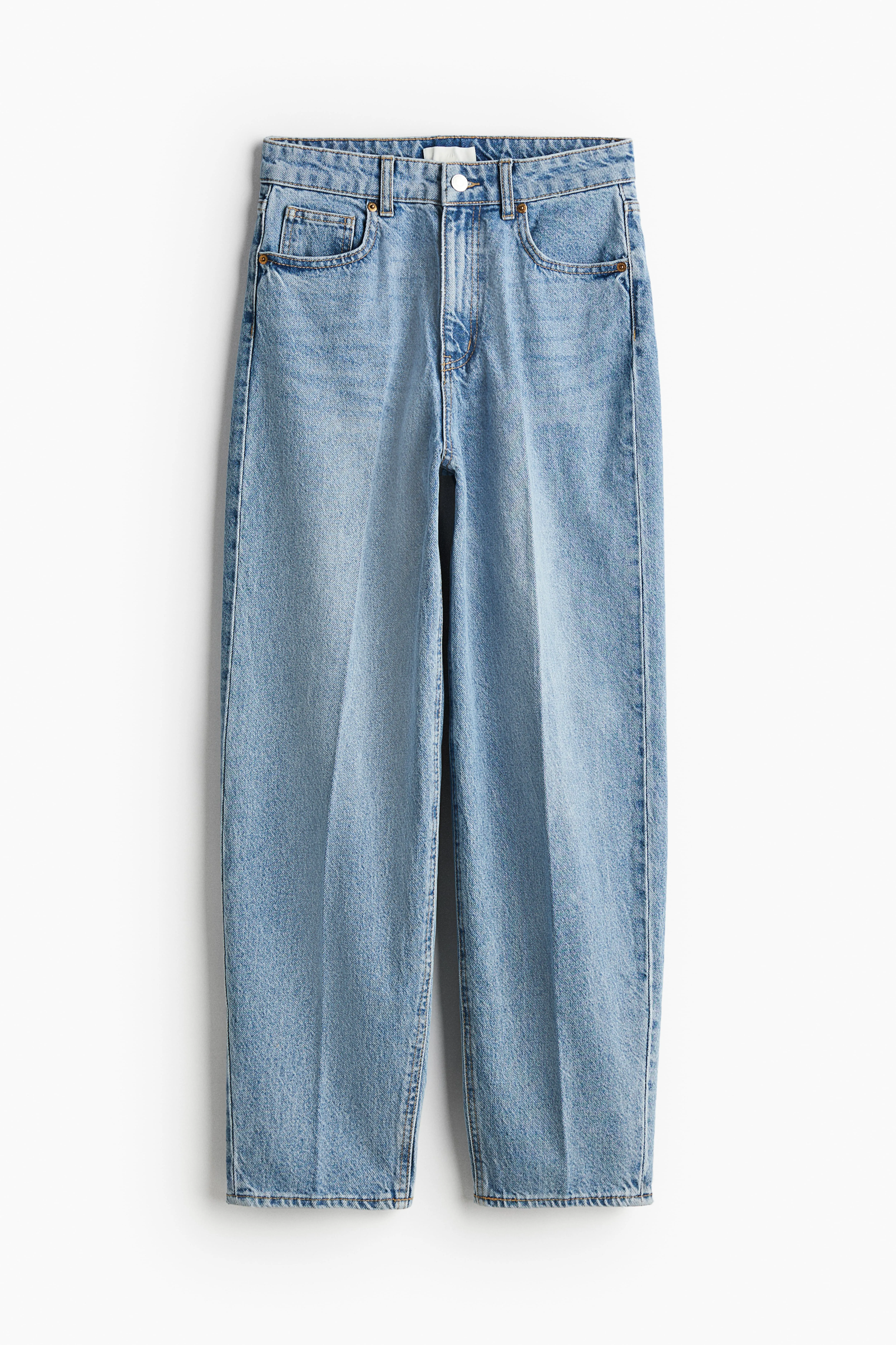 Crease-leg tapered jeans - High waist - Ankle length - Light denim blue - Ladies | H&M GB