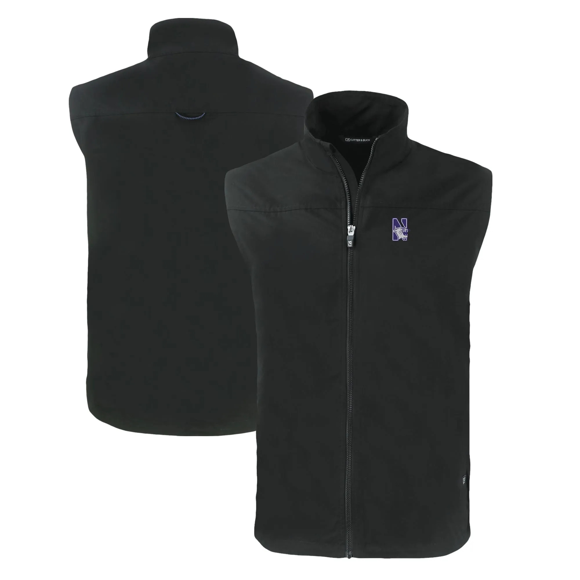 Cutter & Buck  Northwestern Wildcats Black Charter Eco Recycled Full-Zip Vest