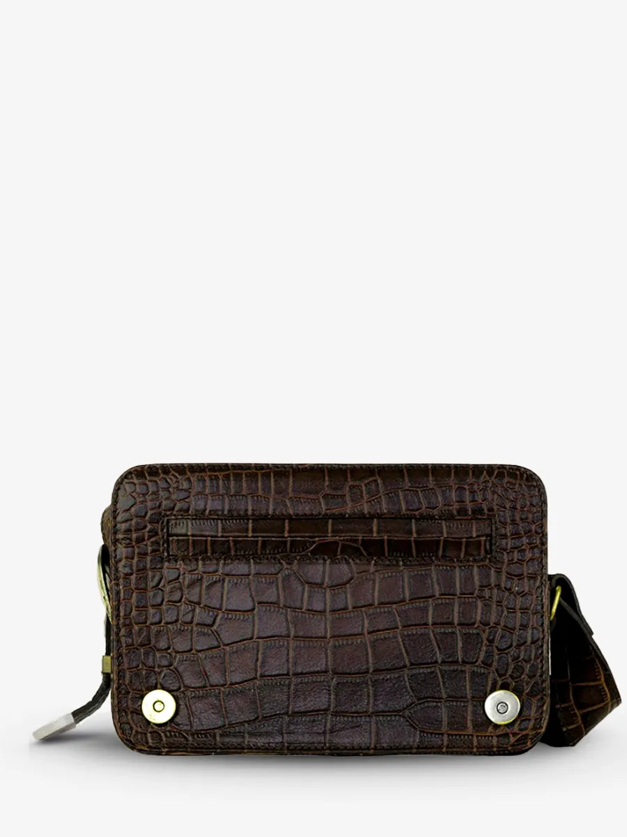 Dark Brown Leather Baguette Bag for Women - LeBaguette Alligator Tiger's Eye | PAUL MARIUS