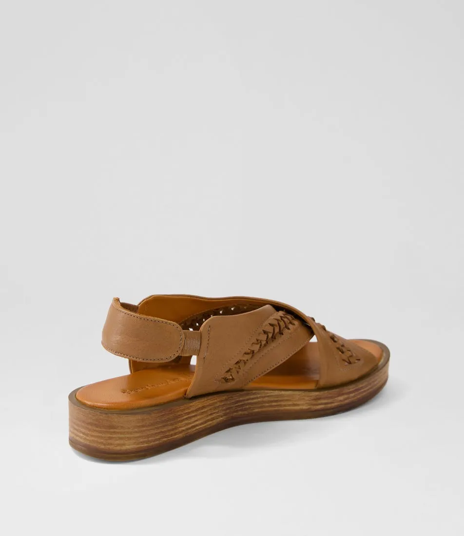 DIANA FERRARI Awoven Light Choc Leather Sandals