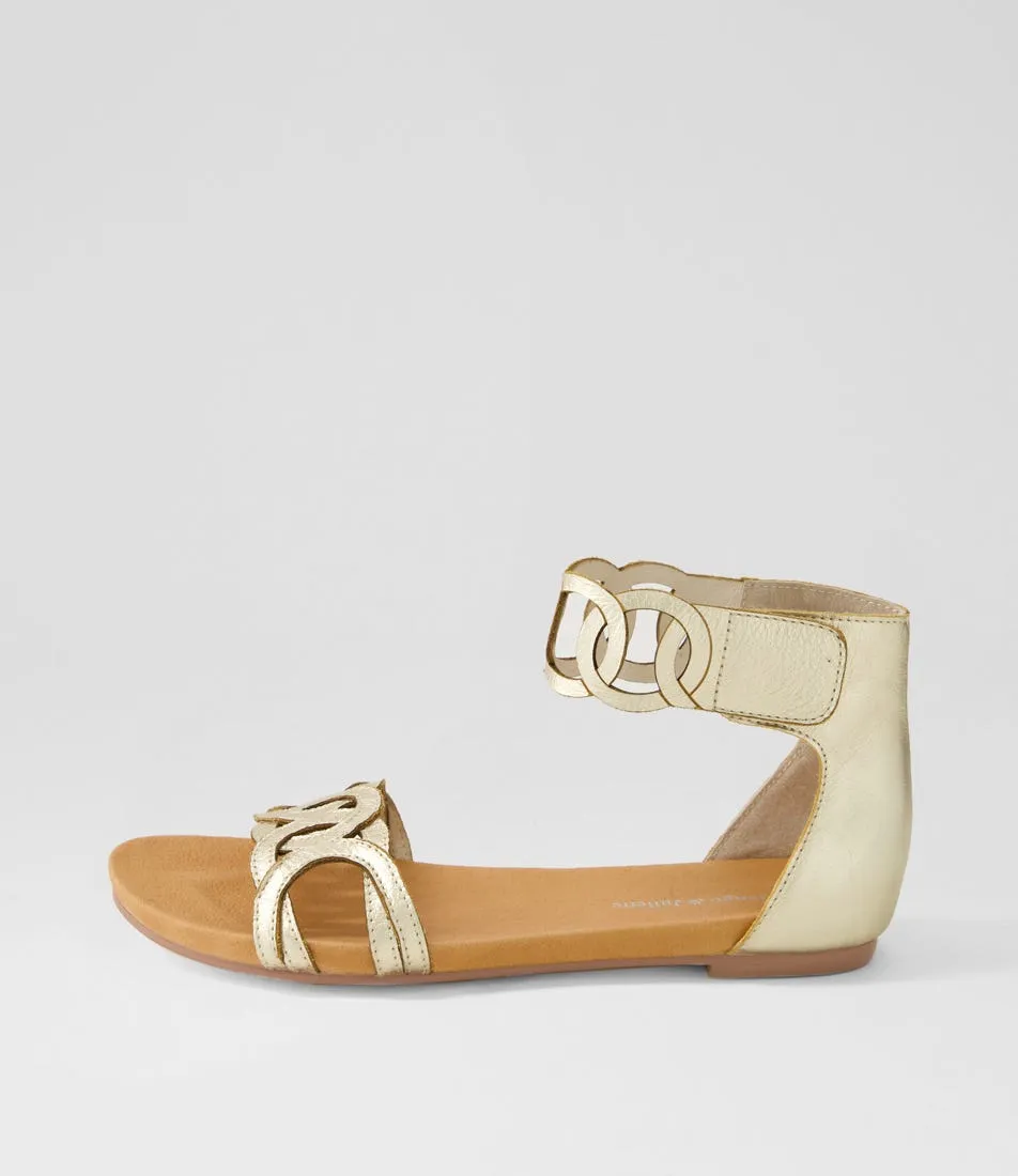 DJANGO & JULIETTE Jubu Pale Gold Leather Sandals