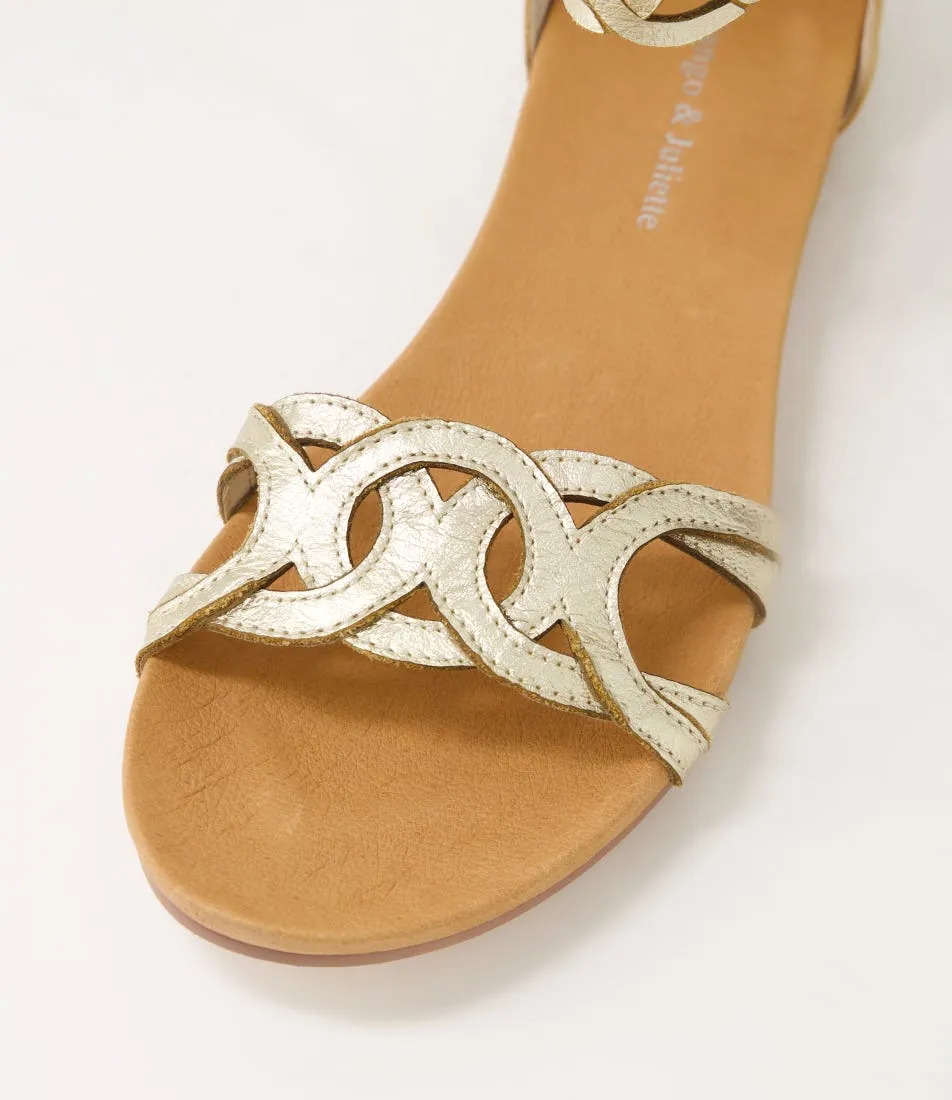 DJANGO & JULIETTE Jubu Pale Gold Leather Sandals