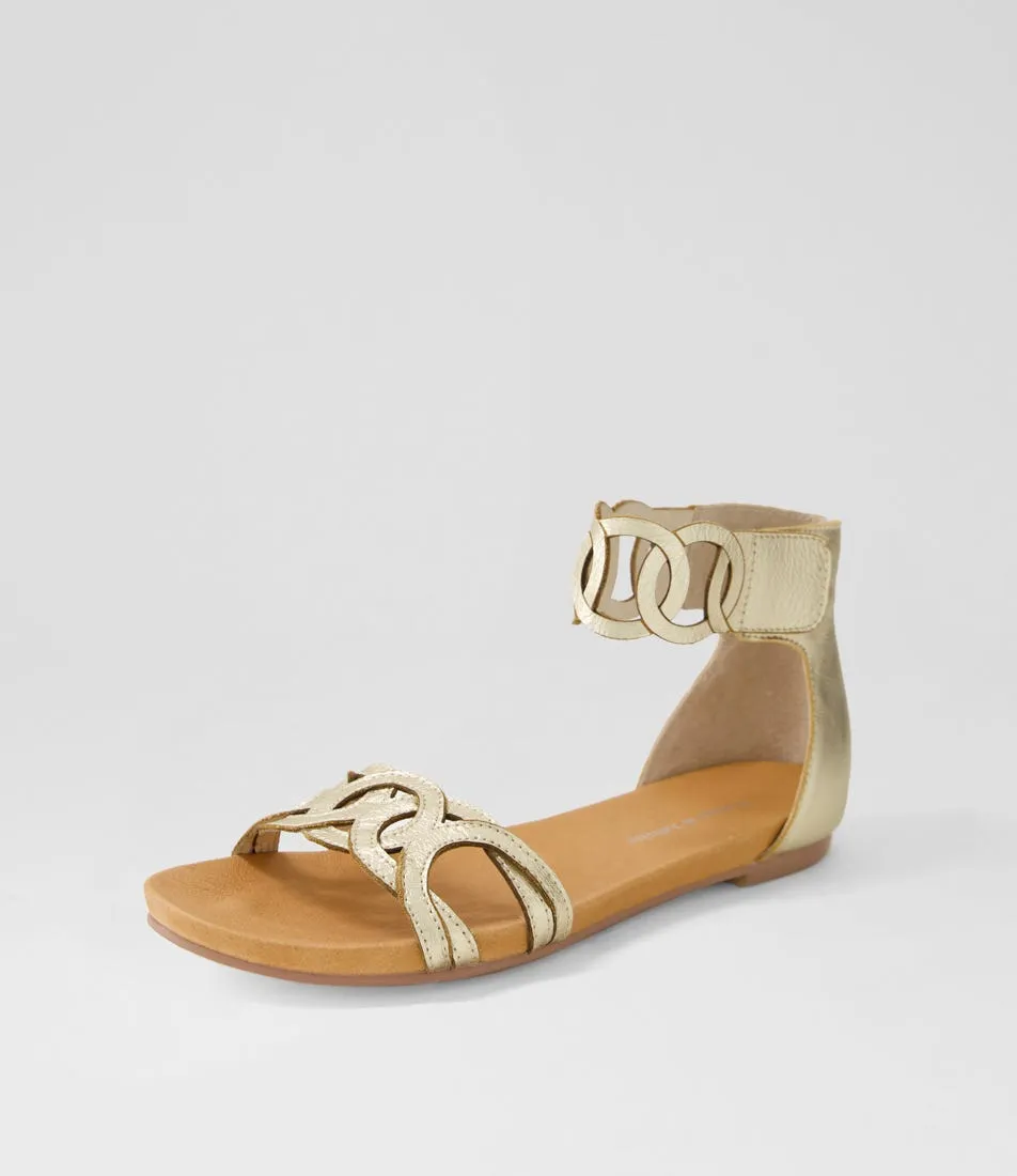 DJANGO & JULIETTE Jubu Pale Gold Leather Sandals