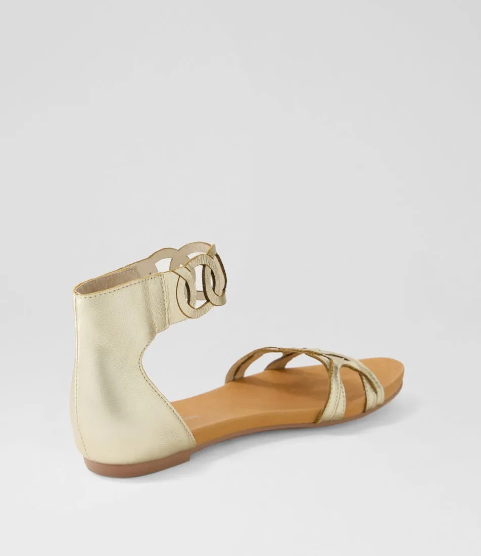 DJANGO & JULIETTE Jubu Pale Gold Leather Sandals