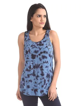 EdHardy Women Sleeveless Tie And Dye Top