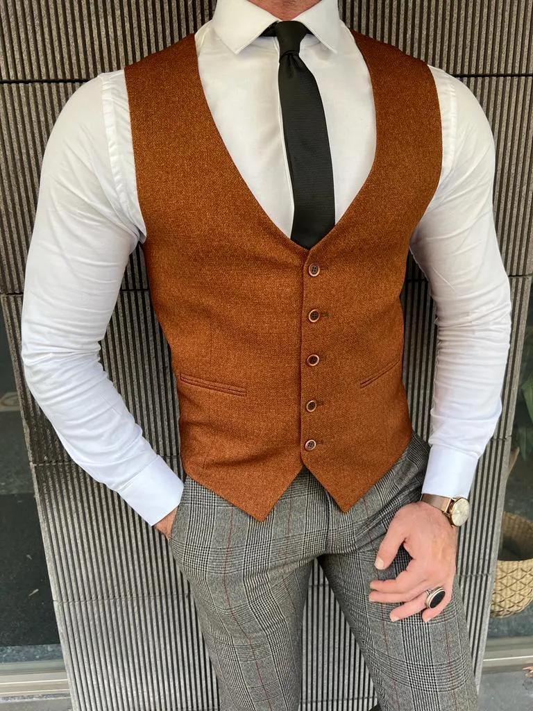 Empire Rust Slim Fit Wool Vest