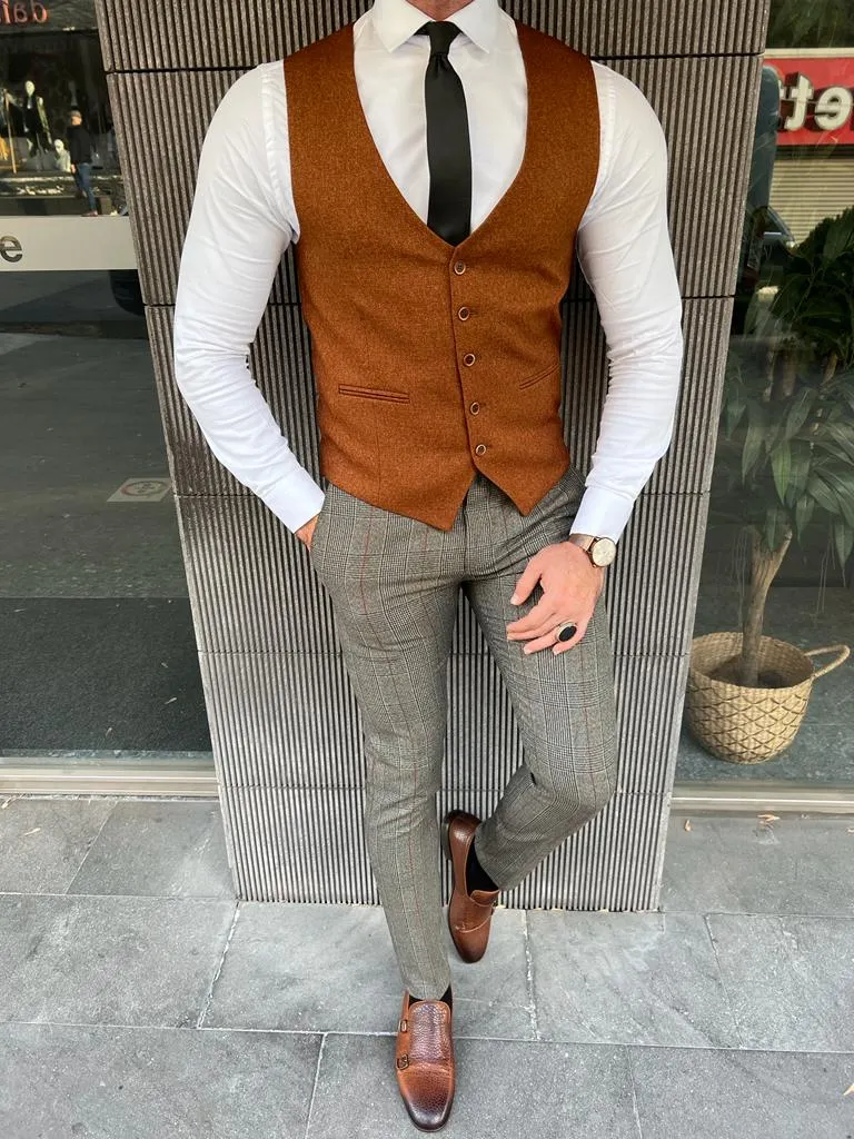 Empire Rust Slim Fit Wool Vest