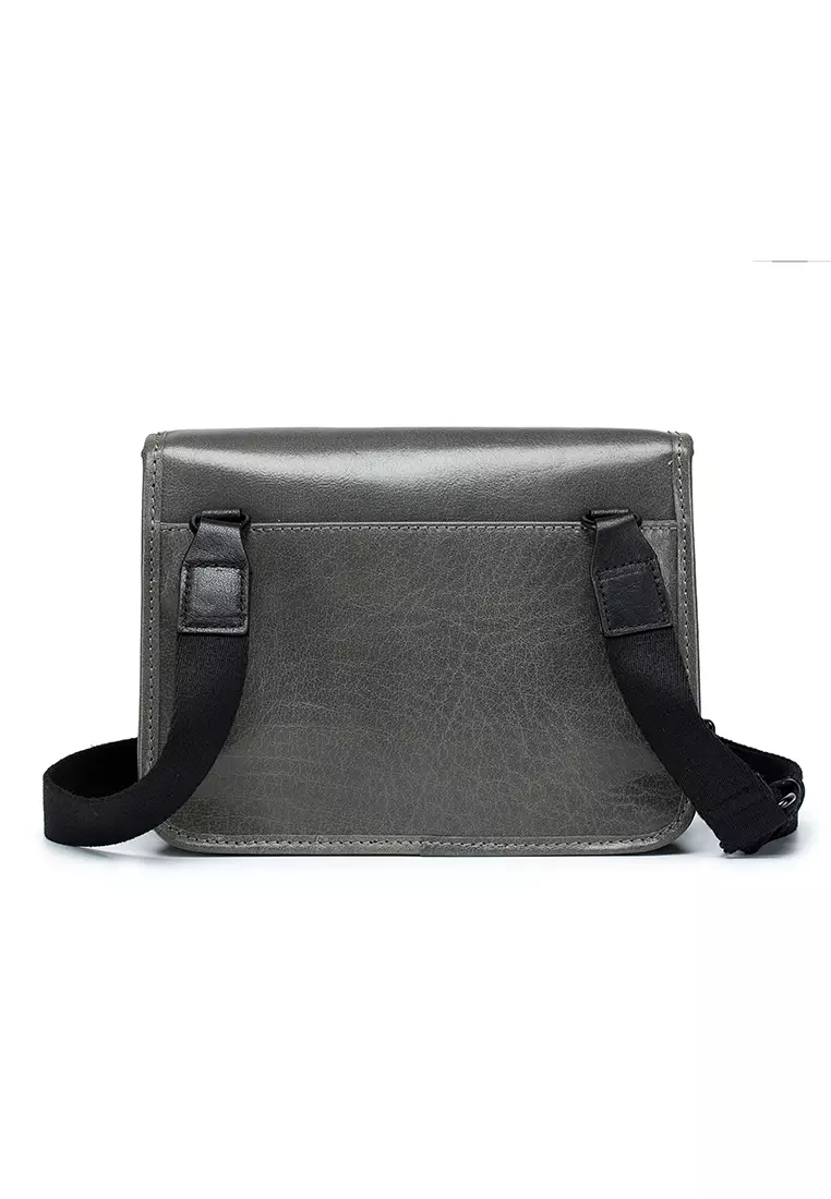 ENZODESIGN ENZODESIGN Vintage Buffalo Leather Mini Slim Shoulder Bag ( I-Pad Size) B13084-GRY