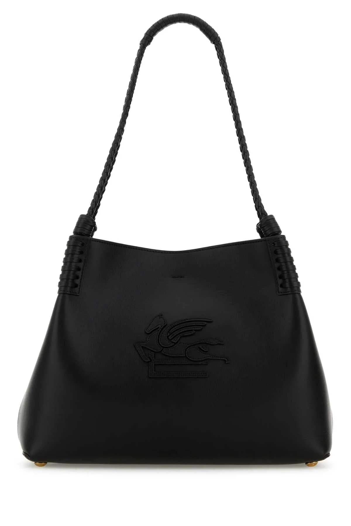 Etro Black Leather Small Libra Shopping Bag