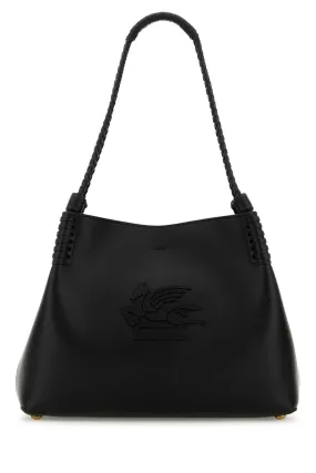 Etro Black Leather Small Libra Shopping Bag