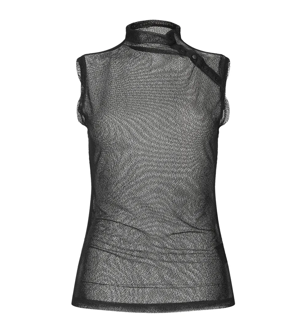 EU SALE of Elegant Gothic Black Mesh Top Sleeveless with High Neck