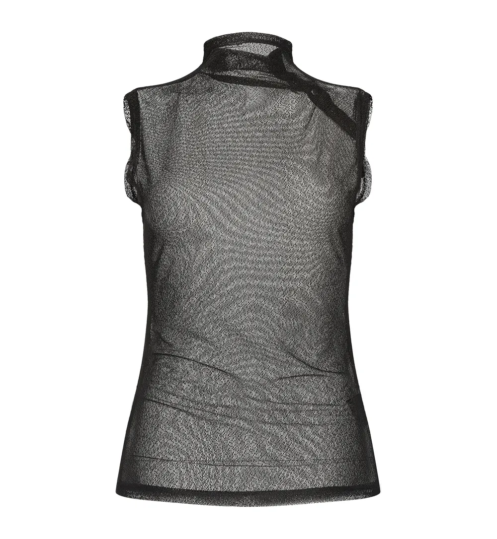 EU SALE of Elegant Gothic Black Mesh Top Sleeveless with High Neck