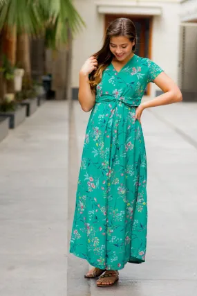 Exquisite Emerald Green Maternity Knot Dress