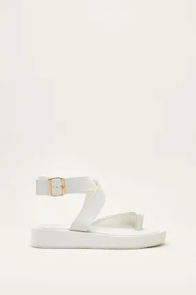 Faux Leather Ankle Strap Flatform Sandals